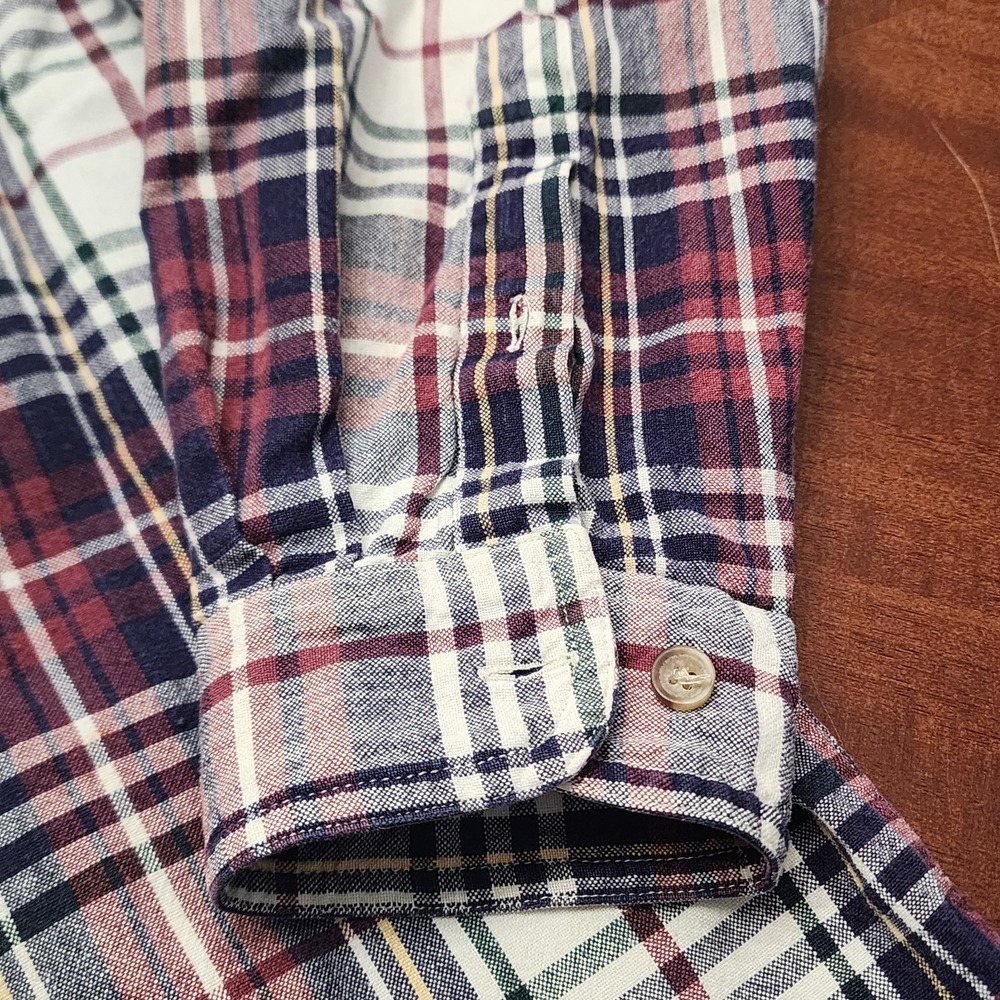 VTG 90s Knights of the Round Table Plaid Button Down Shirt Large Cotton India - Picture 8 of 11
